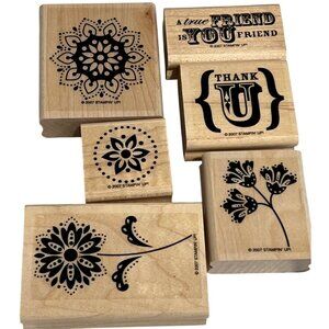 Stampin Up! 2007 True Friend Rubber Stamp Set Wood Mounted Crafting